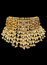 Saras - Cluster Pearl Indian Bridal Choker Set w/ Kundan Gemstones & Rubies