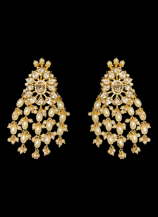 Saras I - Indian Women's Luxurious Pearl Bridal Choker Set w/ Kundan Gemstones