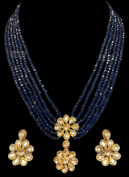 Zavia III - Royal Blue Indian Ladies' Multilayer Necklace Set 