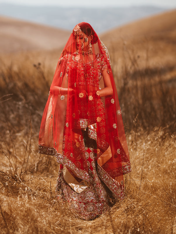 Athena Red Bridal Lehenga - Indian Bridal Wear - bAnuDesigns