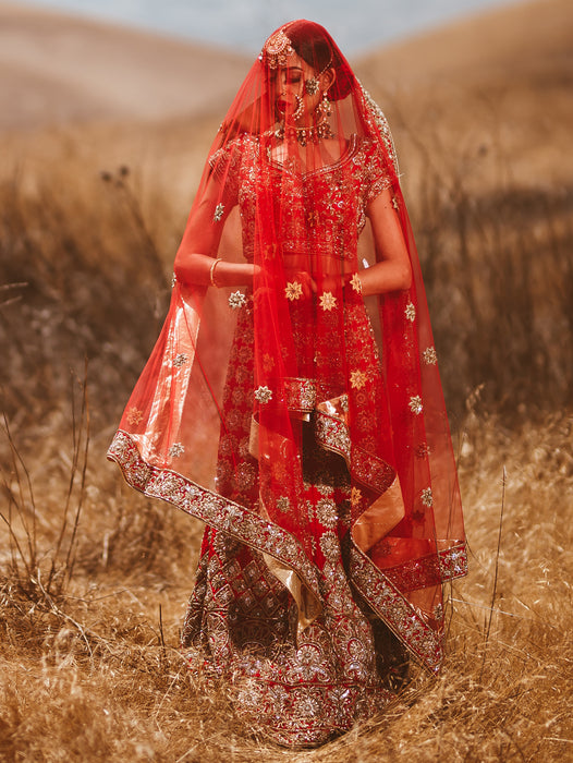 Athena Red Bridal Lehenga - Indian Bridal Wear - bAnuDesigns