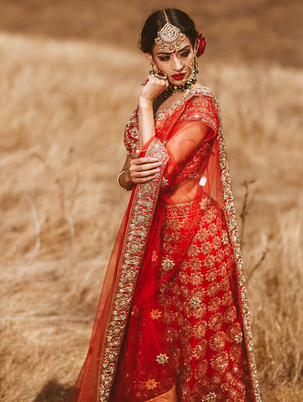 Athena Red Bridal Lehenga - Indian Bridal Wear - bAnuDesigns