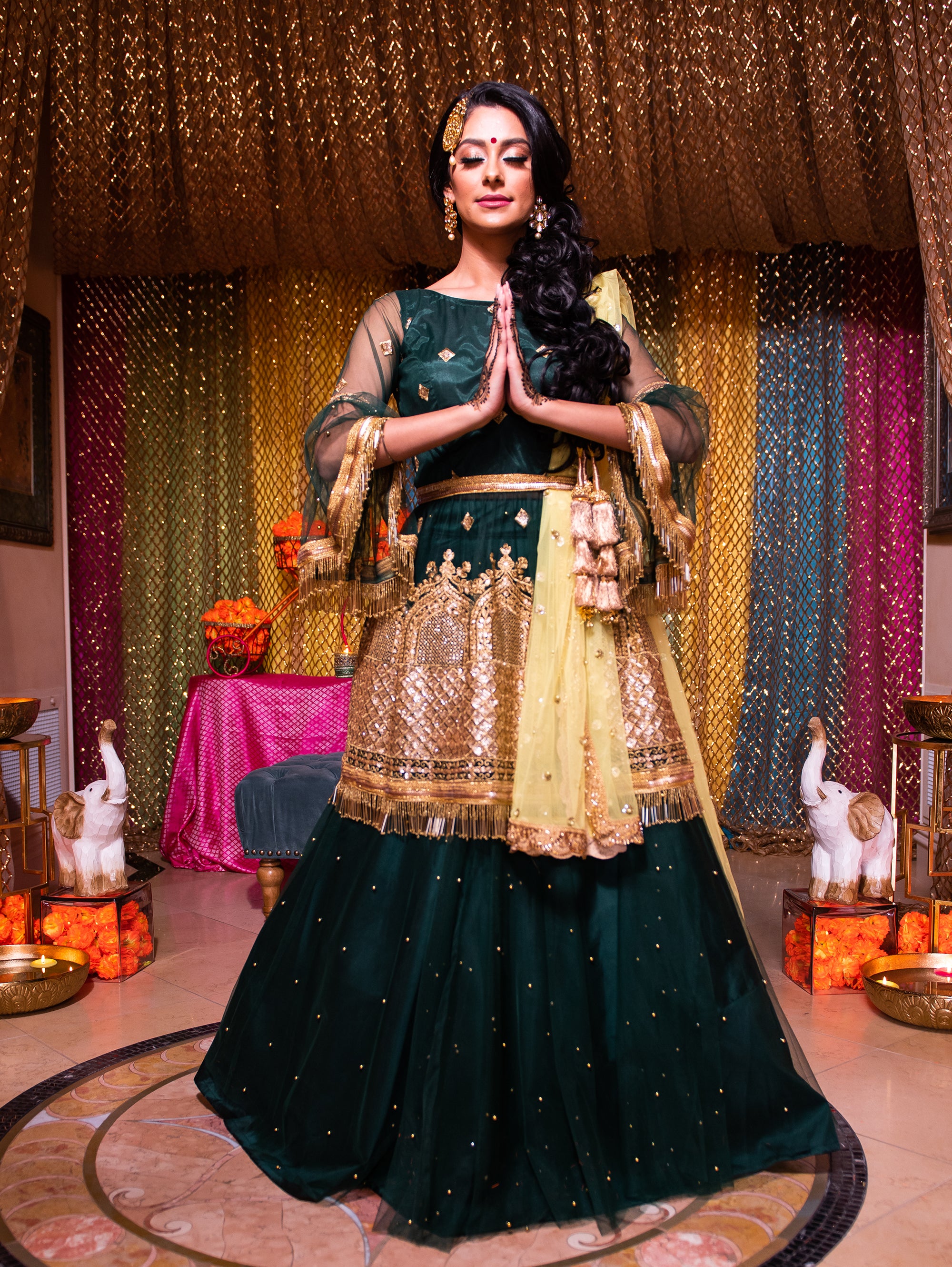 Buy Gold Lehenga And Blouse Organza Embroidered Tonal Trail Bridal Set For  Women by Angad Singh Online at Aza Fashions.