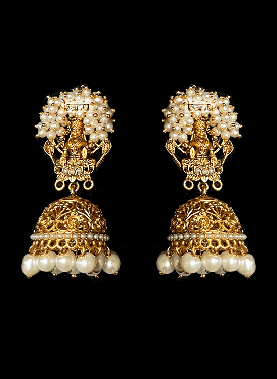 Mugdha - South Indian Temple Jewelry w/ Cluster Pearls & Goddess Motif work