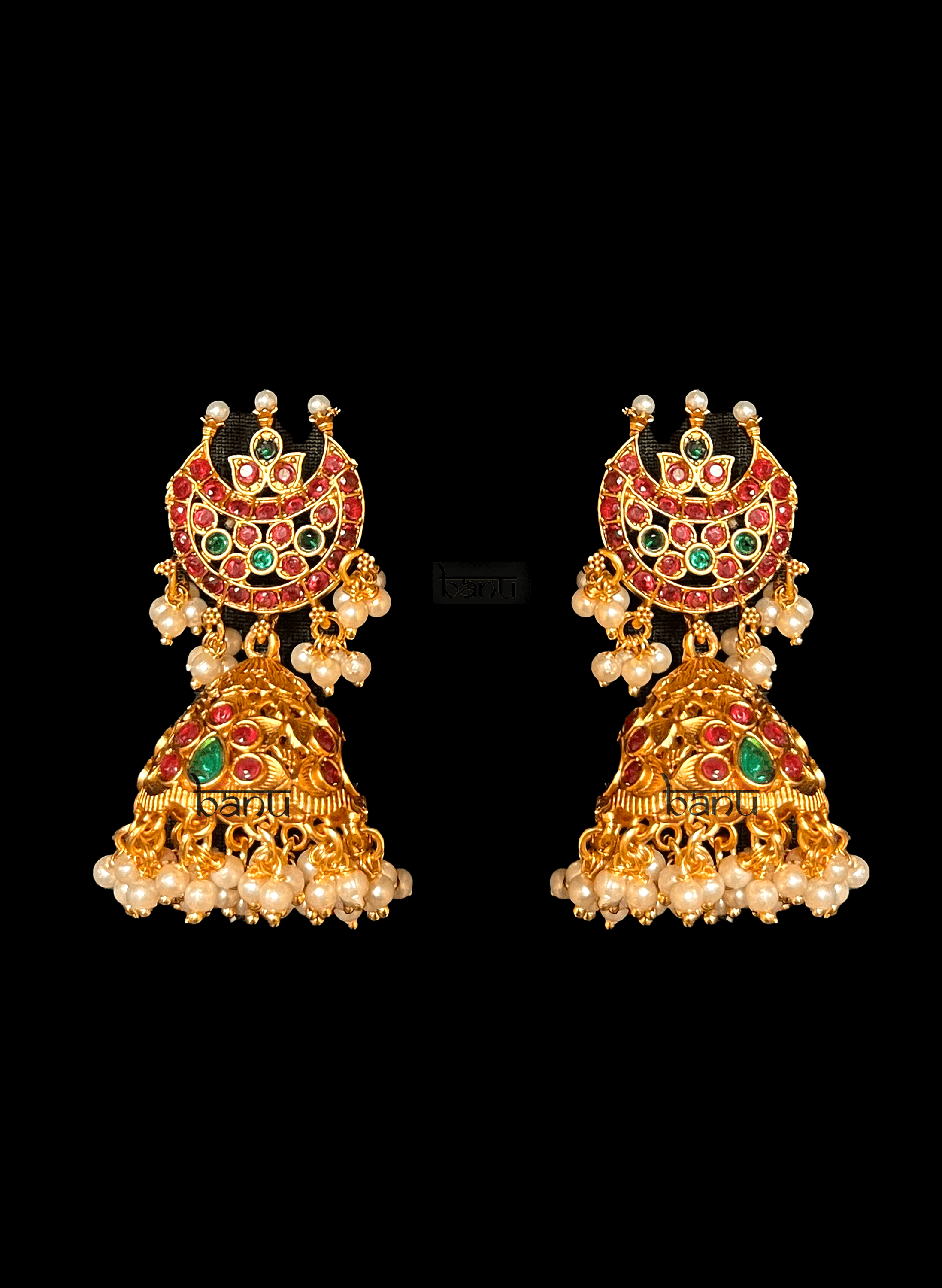 Balan - Traditional South Indian Temple Jewelry Set w/ Pearls, Ruby & Emeralds