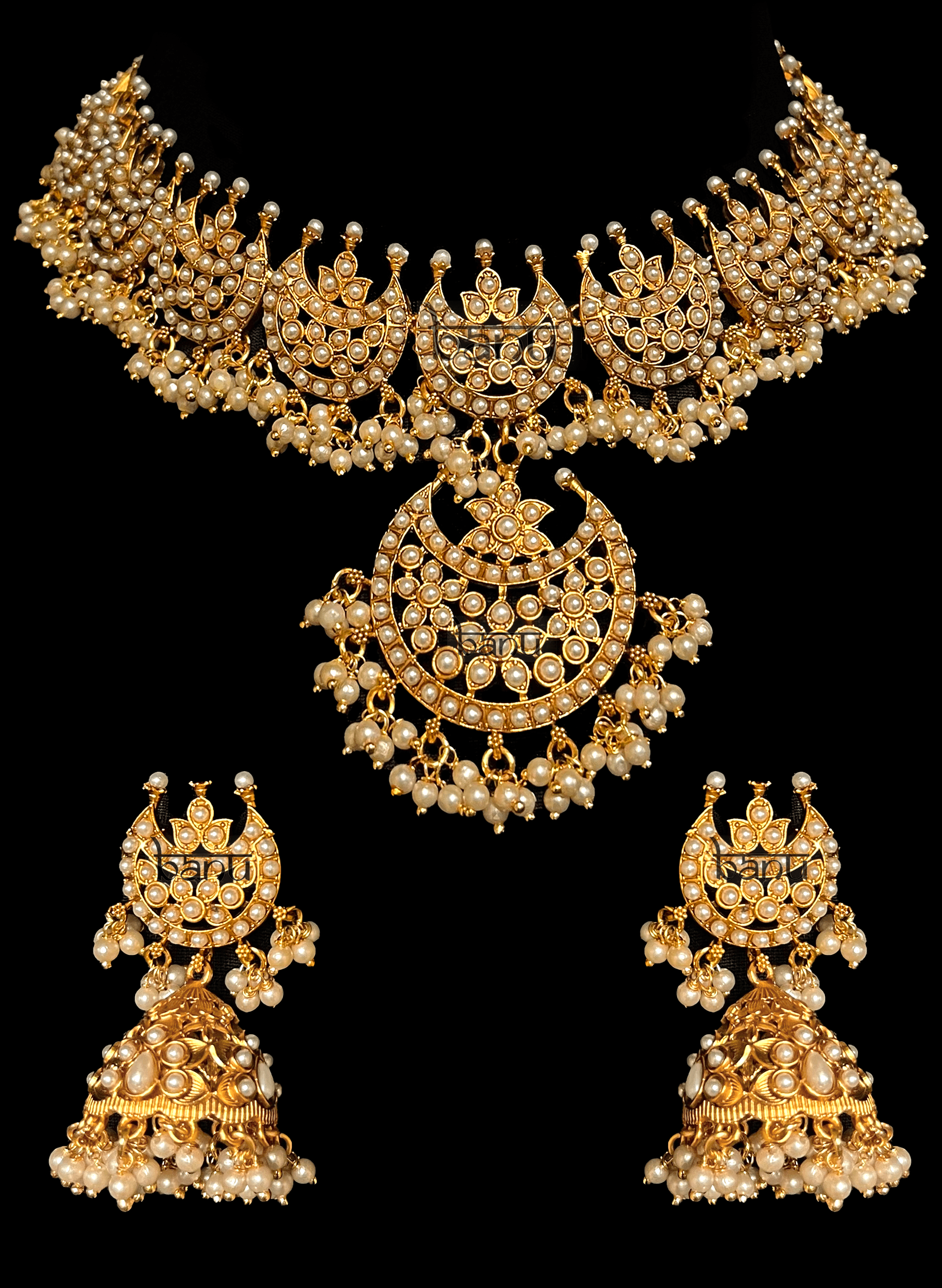 Balan I - Gold-plated South Indian Temple Jewelry w/ Lux Pearls